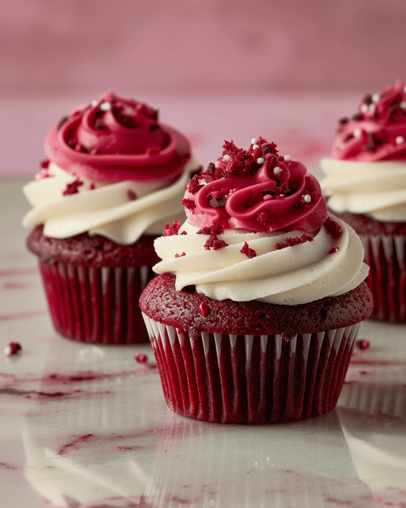 Red Velvet Cupcakes with Cream Cheese Surprise Inside