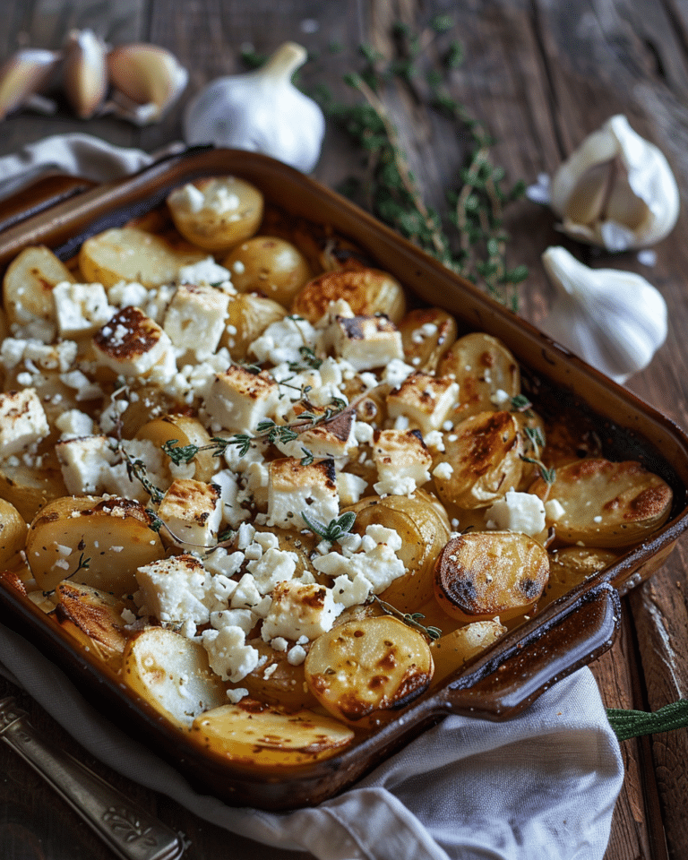 Roasted Potatoes with Baked Feta and Garlic