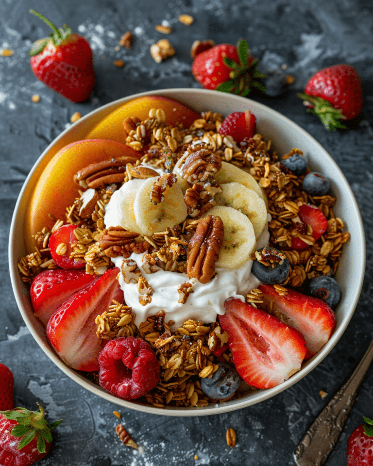 Breakfast Fruit Salad with Pecan Granola