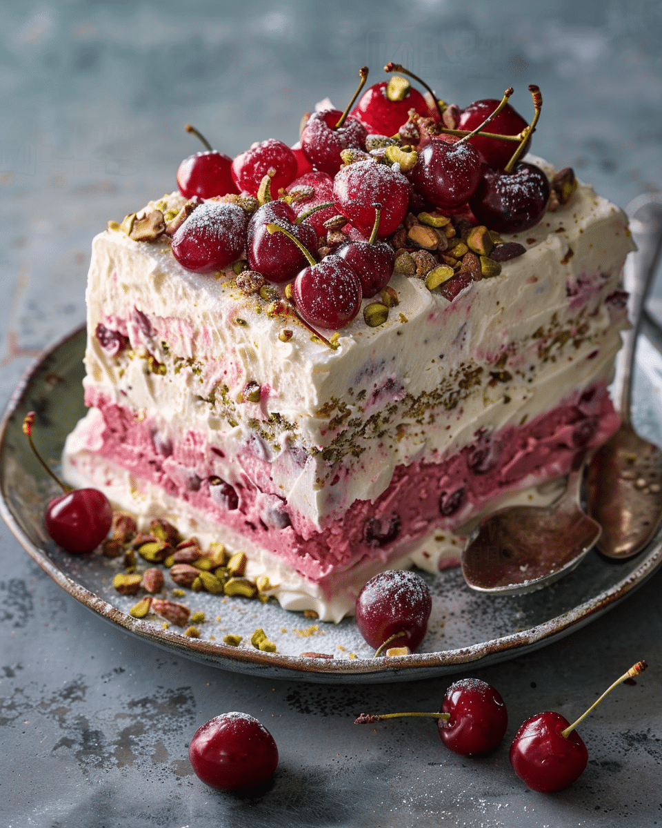 Cherry and Pistachio Fridge Cake