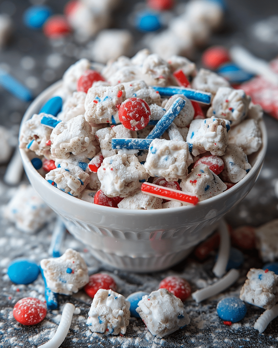 Patriotic Puppy Chow (Red, White & Blue Muddy Buddies)