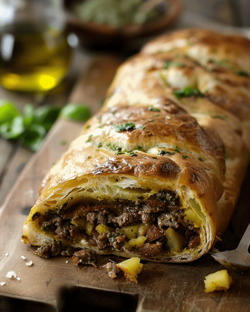 Roast Potato and Pesto Stromboli